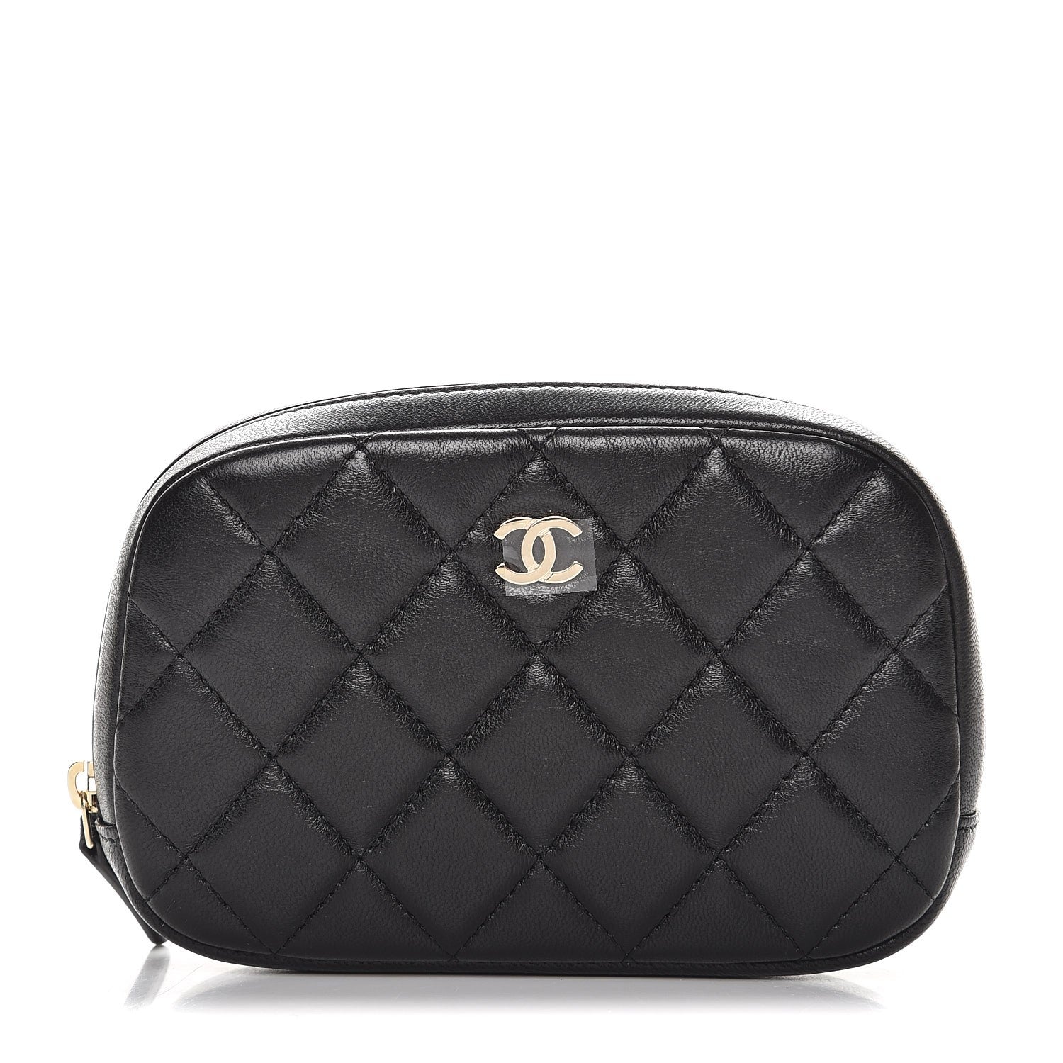 Chanel Lambskin Quilted Small Curvy Pouch Cosmetic Case Black 1 of 8