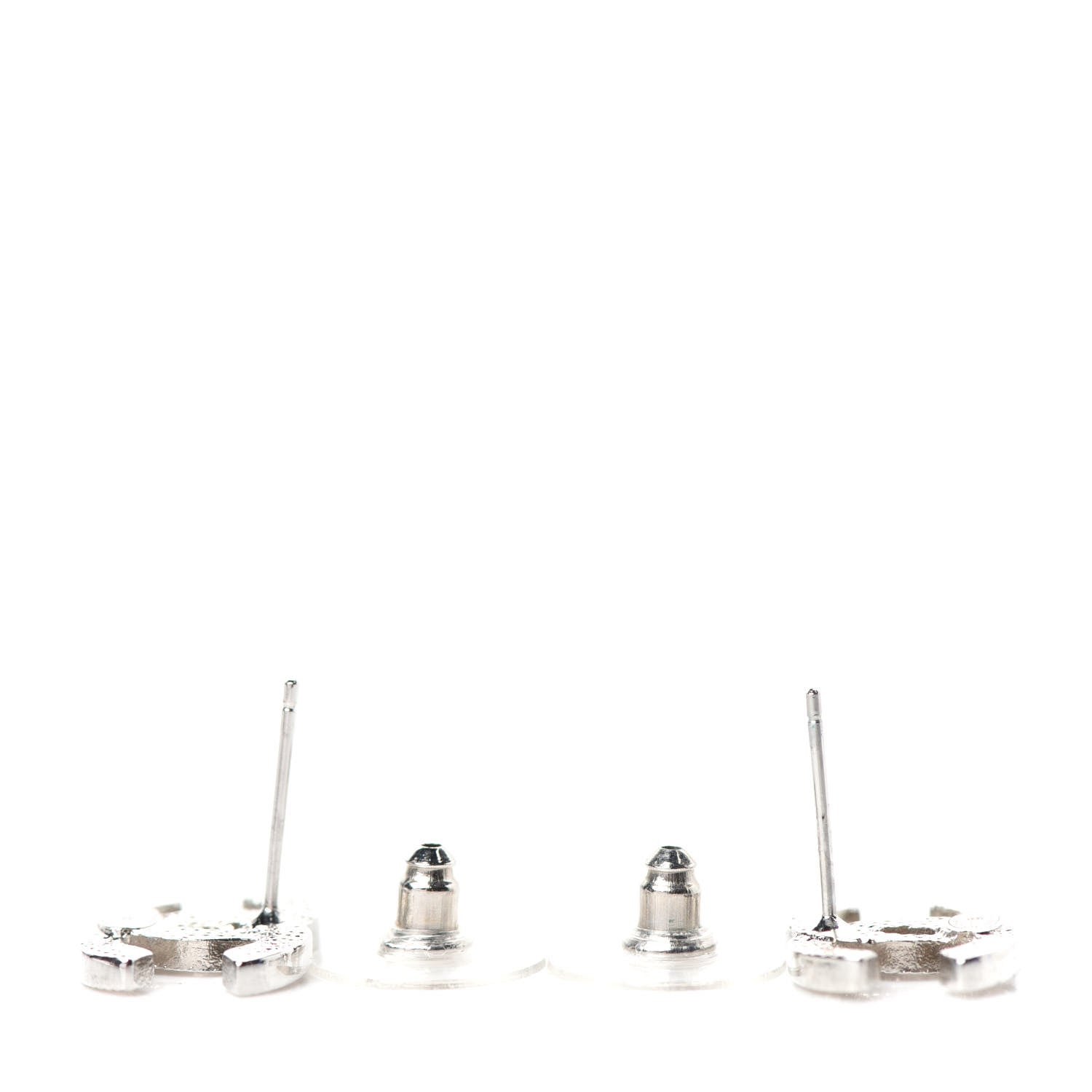 Chanel Crystal CC Earrings Silver 3 of 4