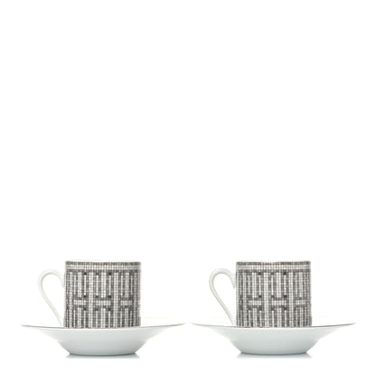 Hermes Porcelain Mosaique au 24 Coffee Cup and Saucer Set of 2 1 of 9