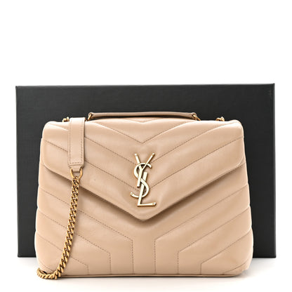 Saint Laurent Calfskin Y Quilted Monogram Small Loulou Chain Satchel Dark Beige 12 of 12
