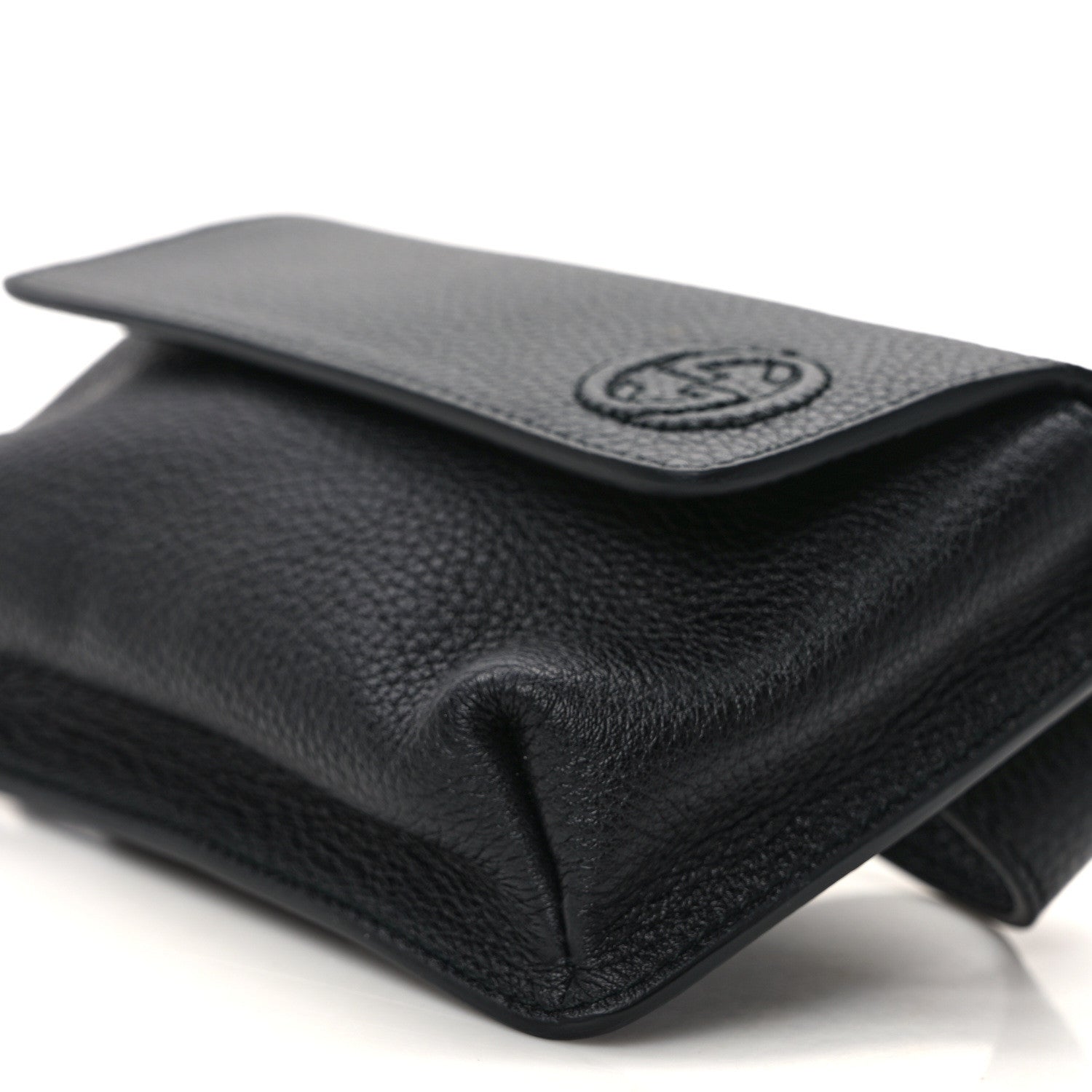 Gucci Pebbled Calfskin Soho Flap Belt Bag Black 10 of 11