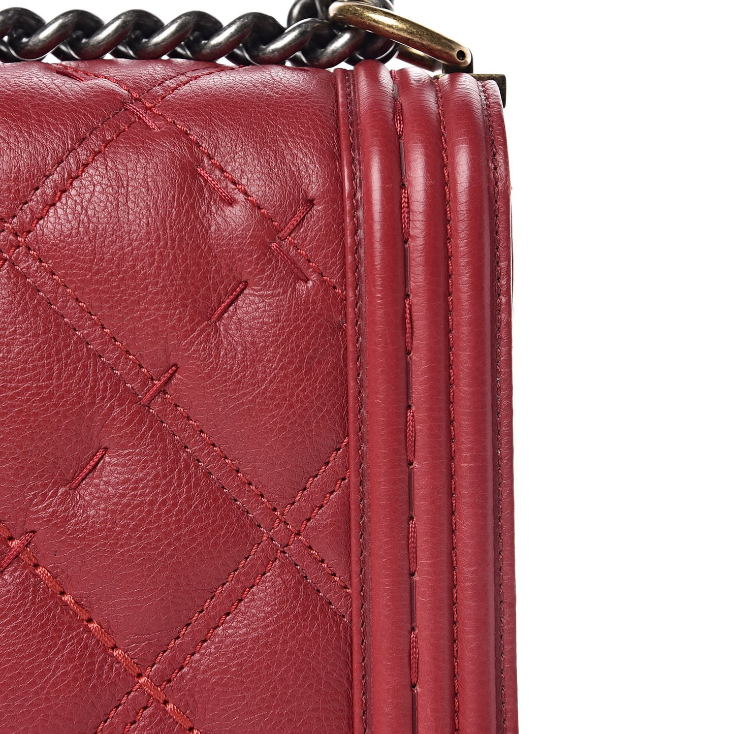 Calfskin Stitched New Medium Boy Flap Red