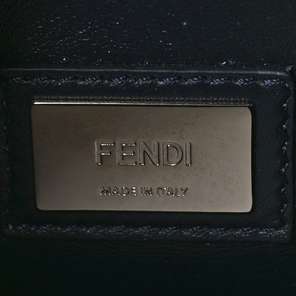 Fendi Chamois Karung Shiny Nappa Medium 3 Pocket Peekaboo Iconic Satchel Cobalto Petrolio 7 of 9