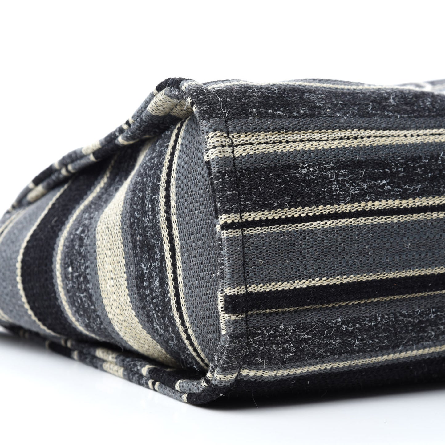 Striped Canvas Small Deauville Tote Dark Grey