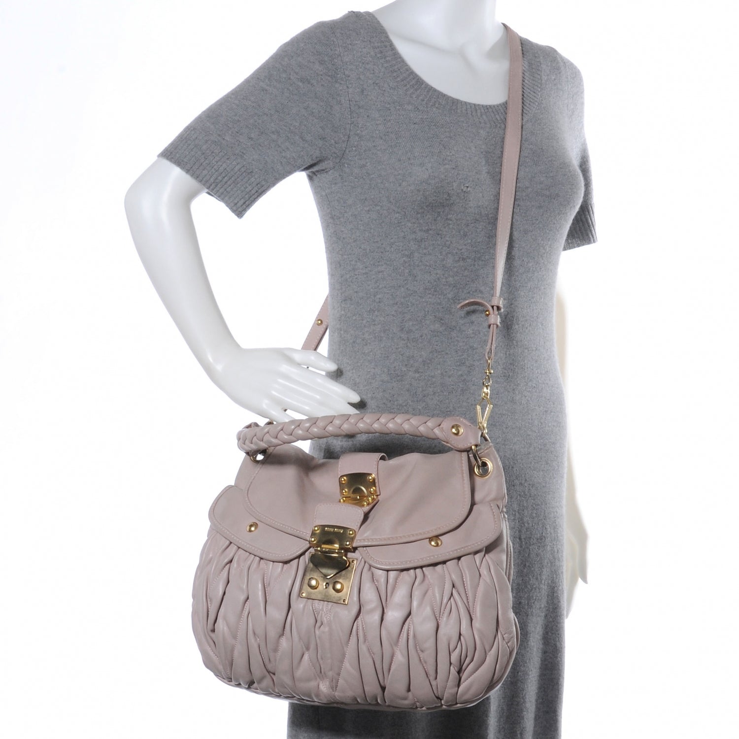 Miu Miu Lux Leather Matelasse Coffer Deserto 2 of 10