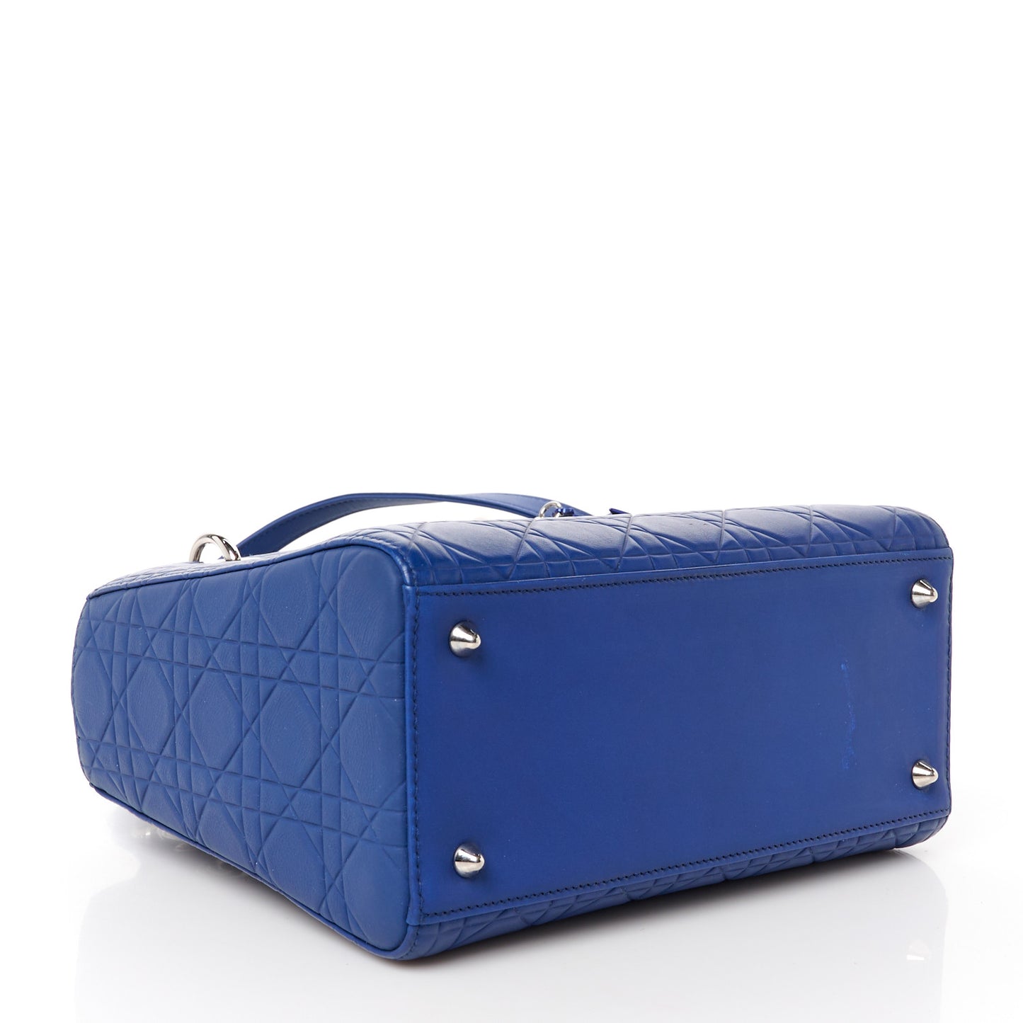 Ultra Matte Calfskin Embossed Cannage Medium Lady Dior Blue