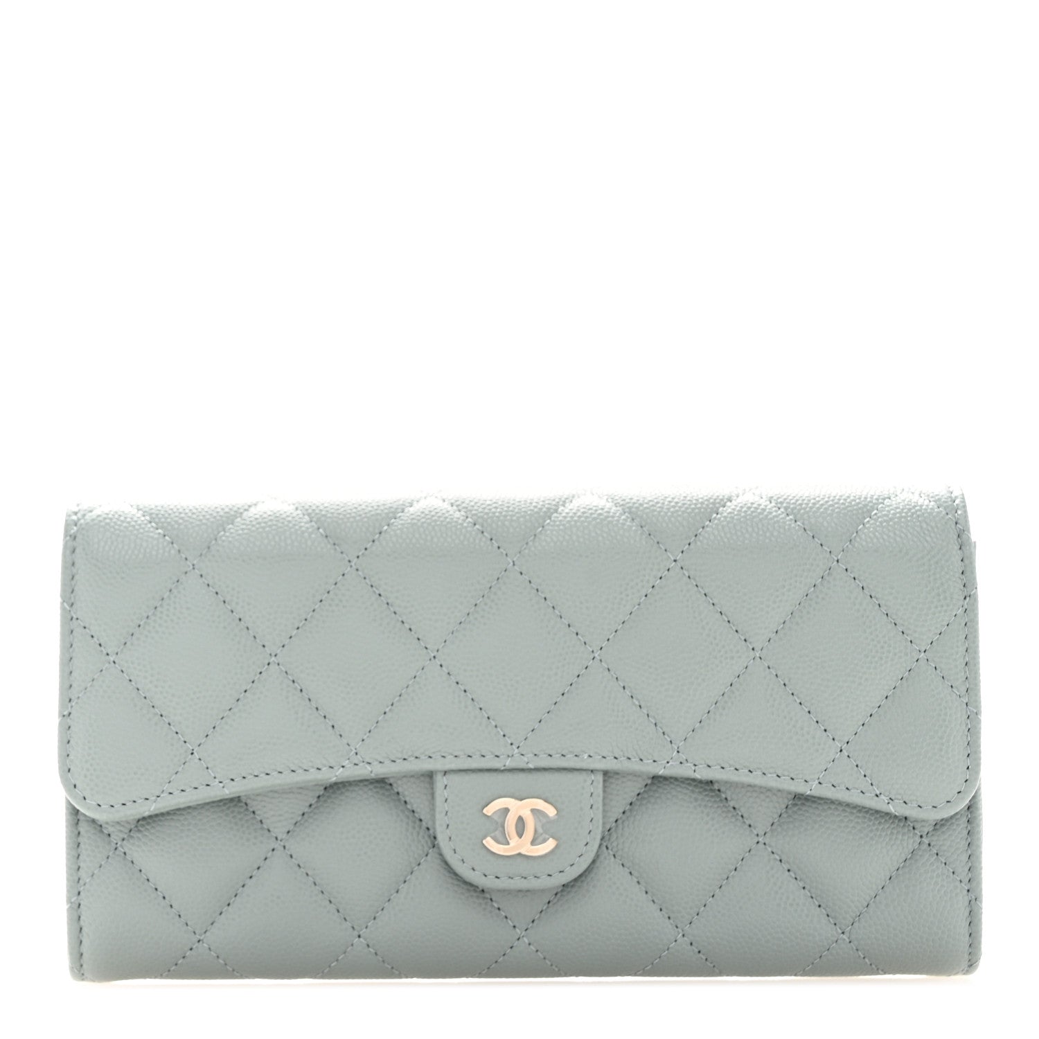 Chanel Caviar Quilted Large Gusset Flap Wallet Dark Green 1 of 9