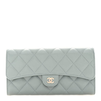 Chanel Caviar Quilted Large Gusset Flap Wallet Dark Green 1 of 9