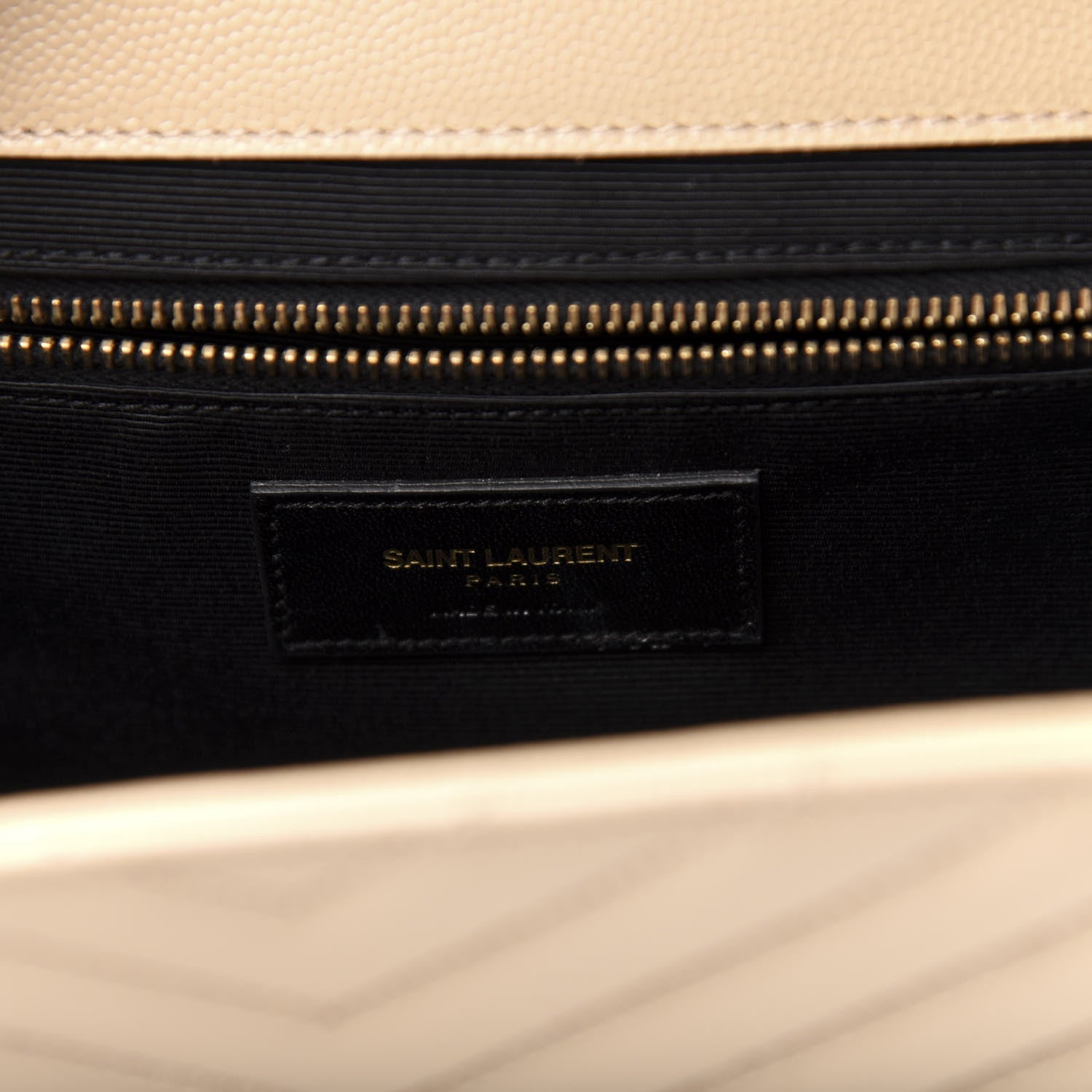 Saint Laurent Grain De Poudre Matelasse Chevron Large Monogram Satchel Nude Powder 9 of 10