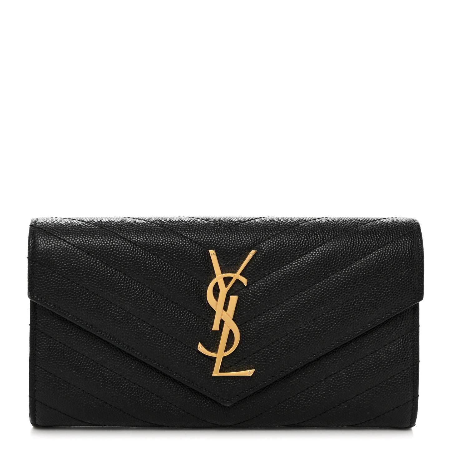 Grain De Poudre Matelasse Chevron Monogram Flap Wallet Black