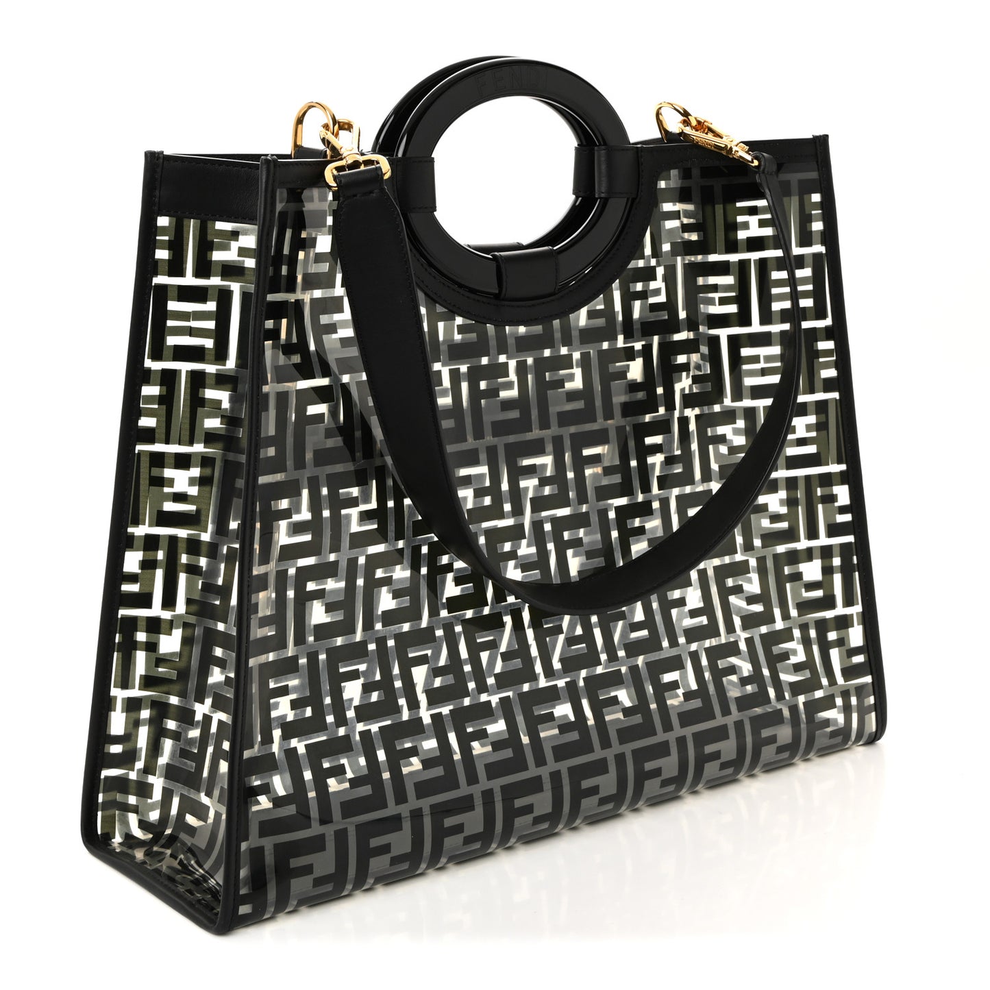 TPU FF Vitello Century Plexiglass Medium Runaway Shopper Tote Black