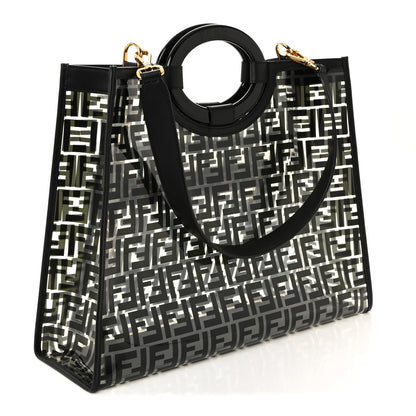Fendi TPU FF Vitello Century Plexiglass Medium Runaway Shopper Tote Black 3 of 9
