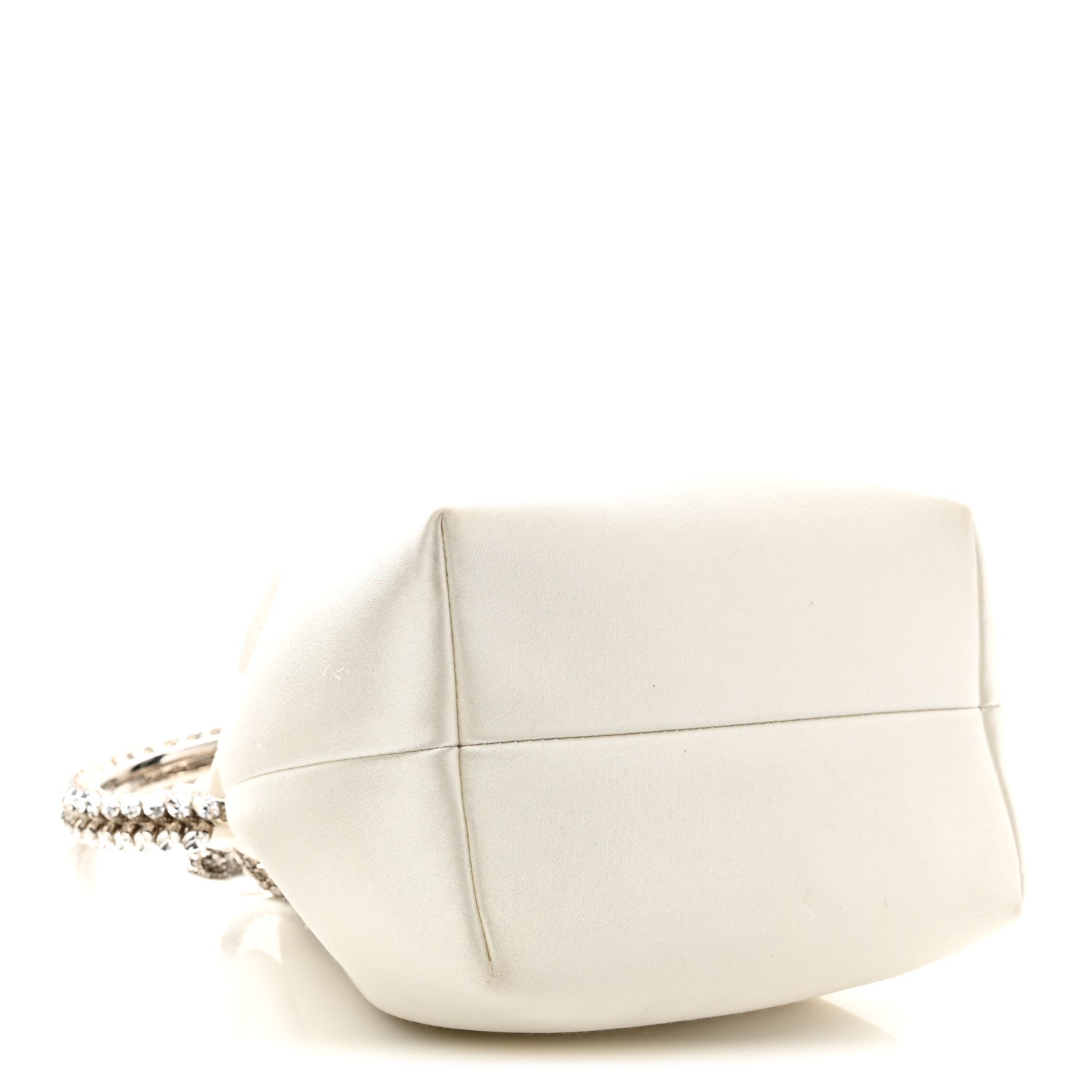 Jimmy Choo Satin Crystal Embellished Bon Bon Bucket Bag White 4 of 12