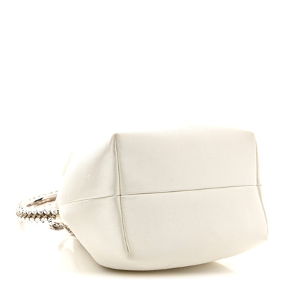 Jimmy Choo Satin Crystal Embellished Bon Bon Bucket Bag White 4 of 12