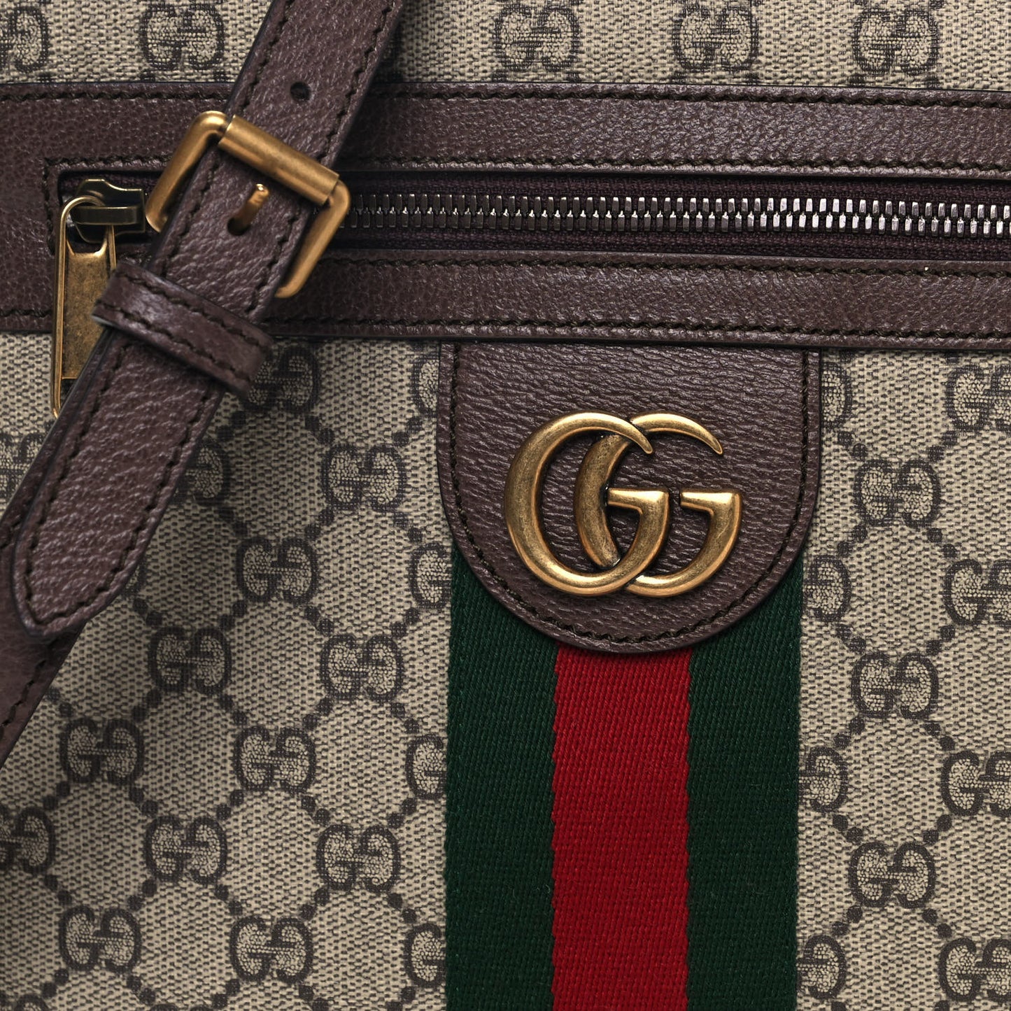 GG Supreme Monogram Web Small Ophidia Messenger Bag Brown
