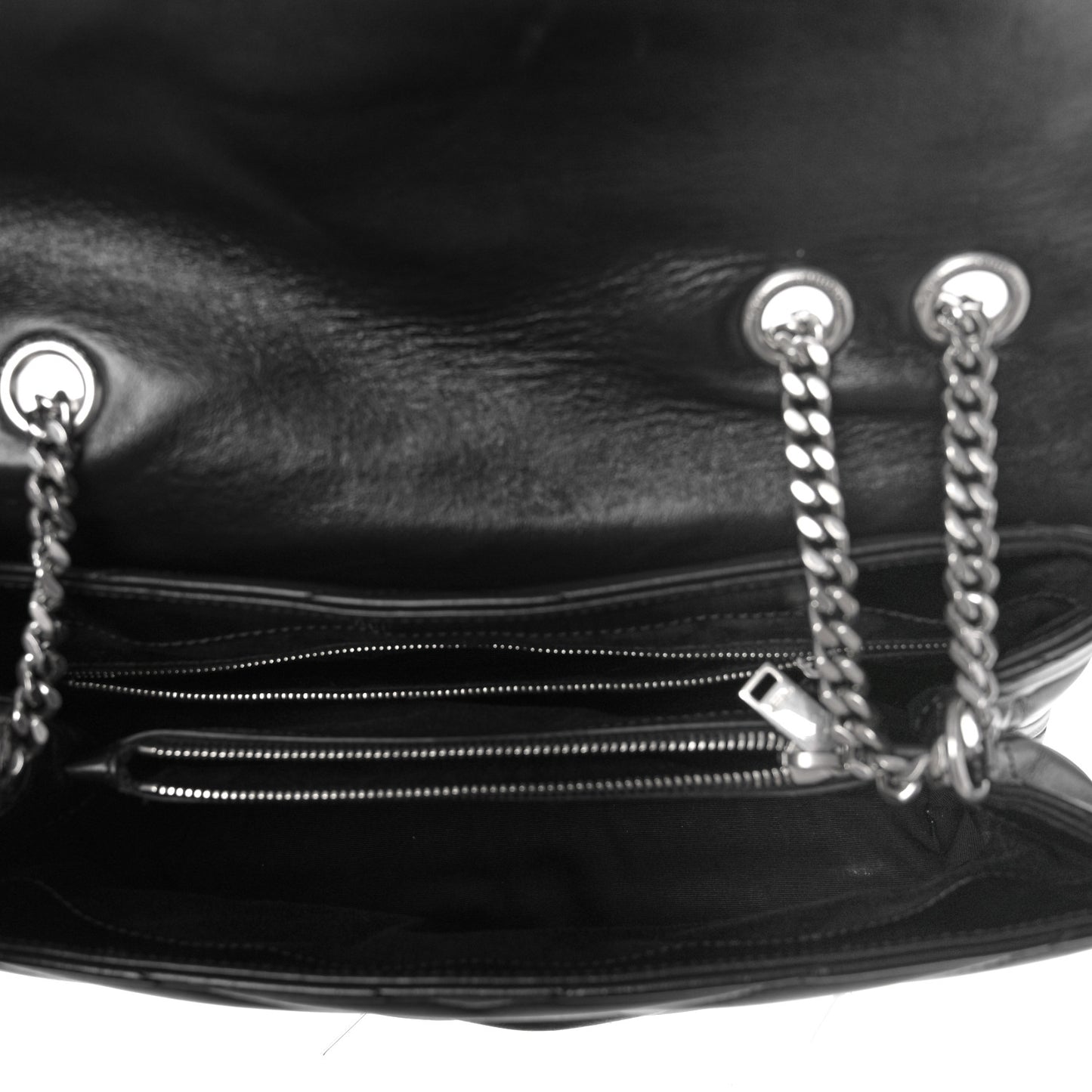 Calfskin Y Quilted Monogram Medium Loulou Chain Satchel Black