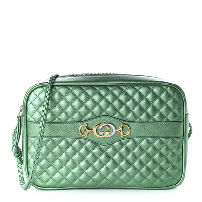 Gucci Laminated Nappa Trapuntata Small Zumi Shoulder Bag Jasmine Green 1 of 10