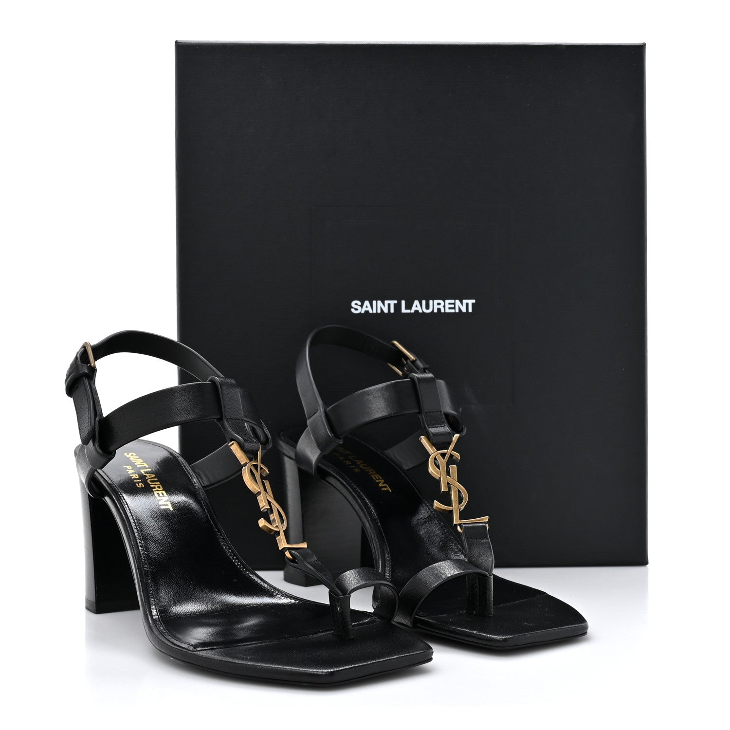 Saint Laurent Calfskin Cassandra 75 Sandals 36 Black 11 of 11