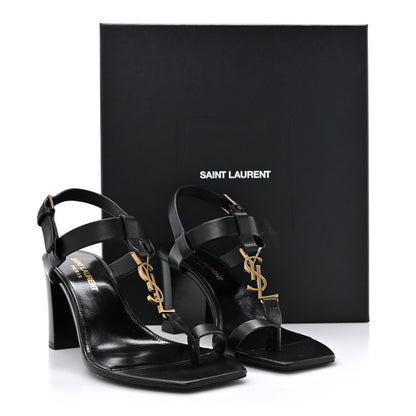 Saint Laurent Calfskin Cassandra 75 Sandals 36 Black 11 of 11