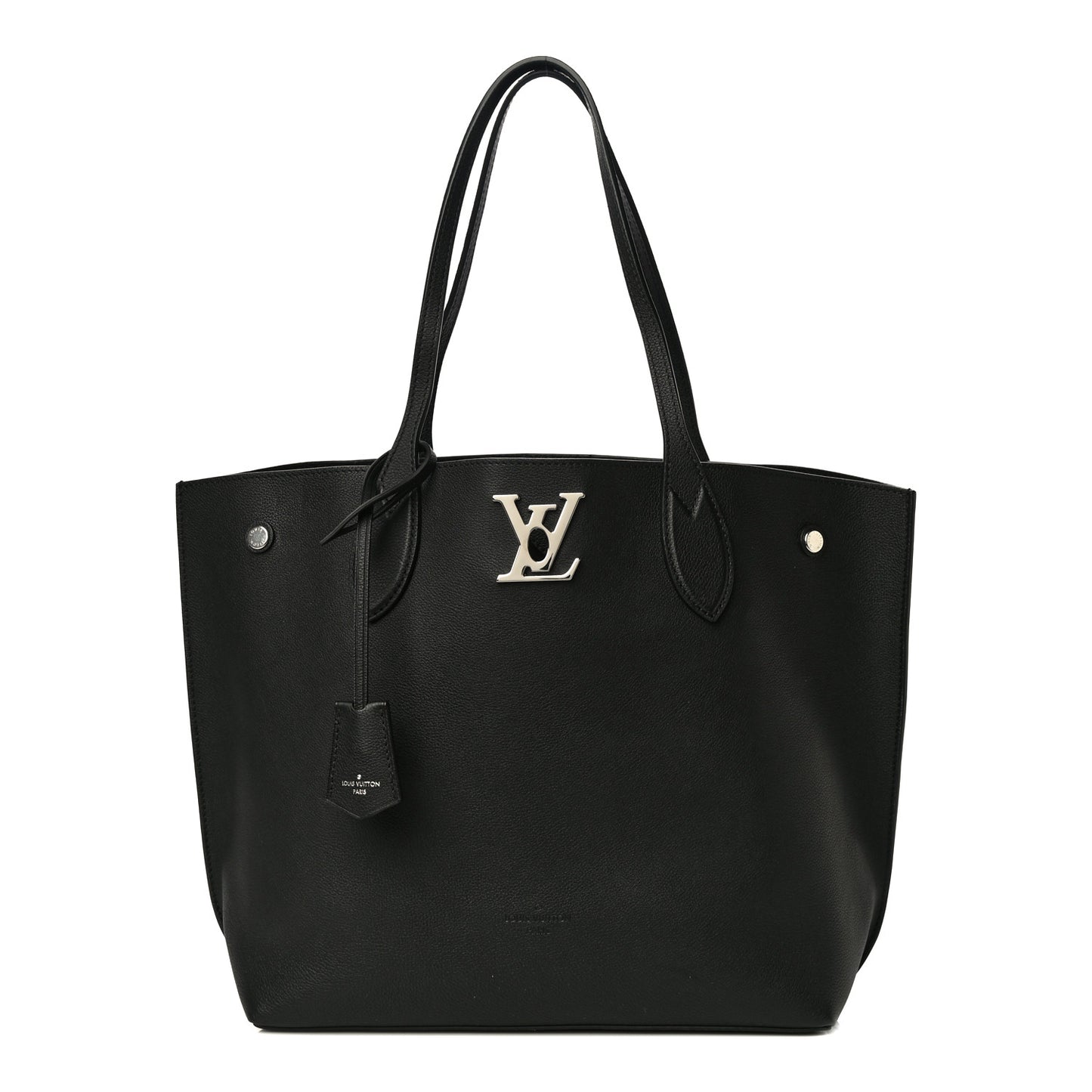 Calfskin Lockme Go Tote Black