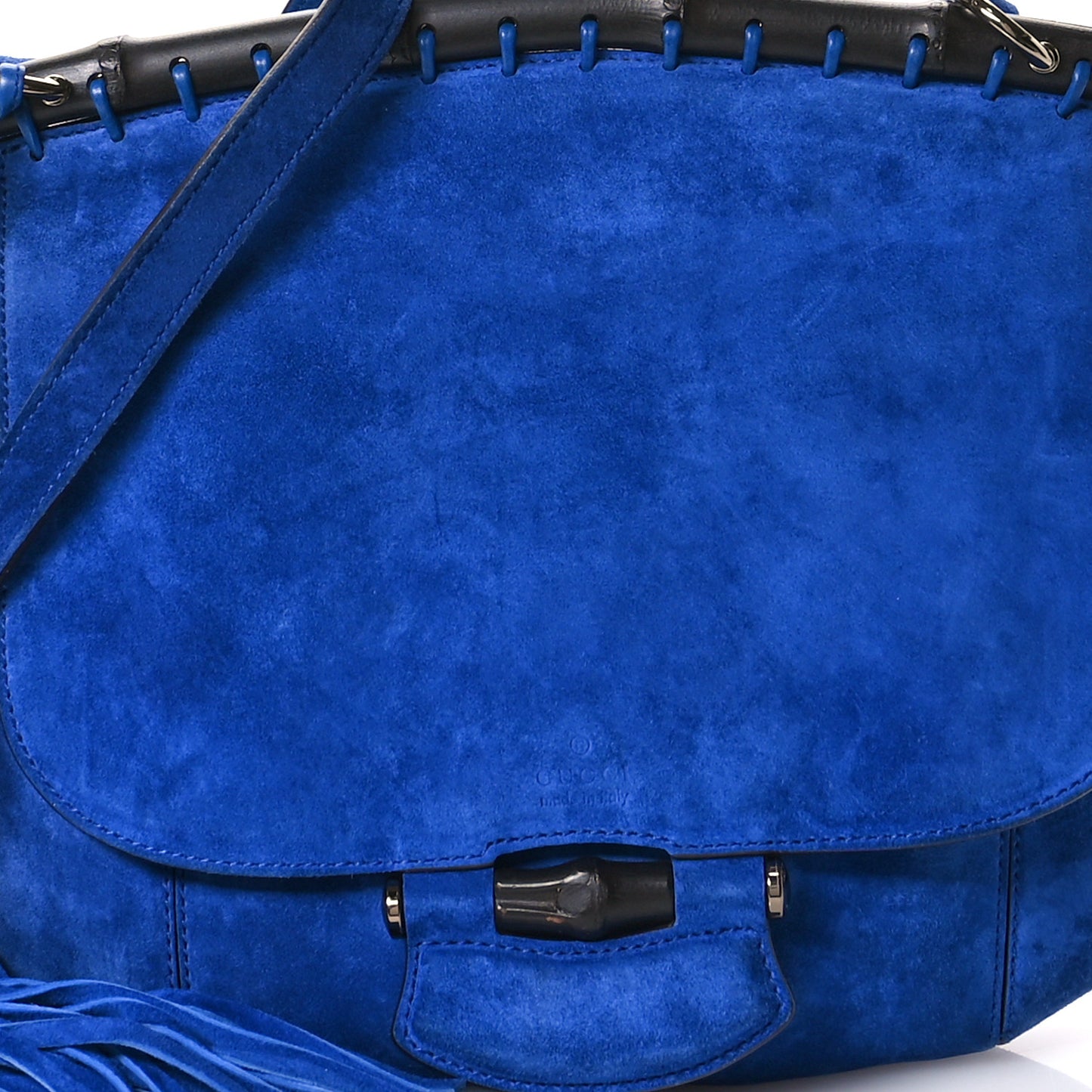 Suede Medium Nouveau Fringe Shoulder Bag Blue