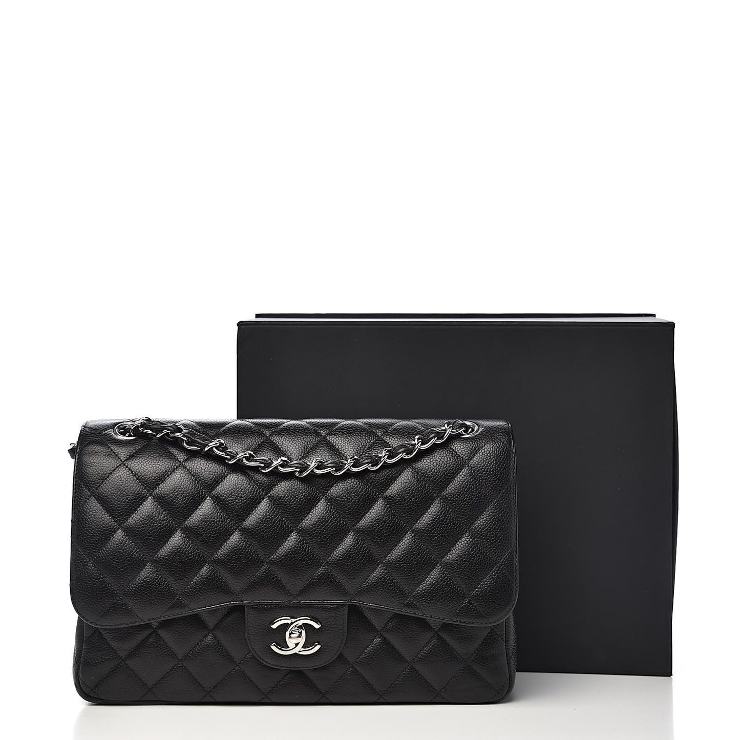 Caviar Quilted Jumbo Double Flap Black