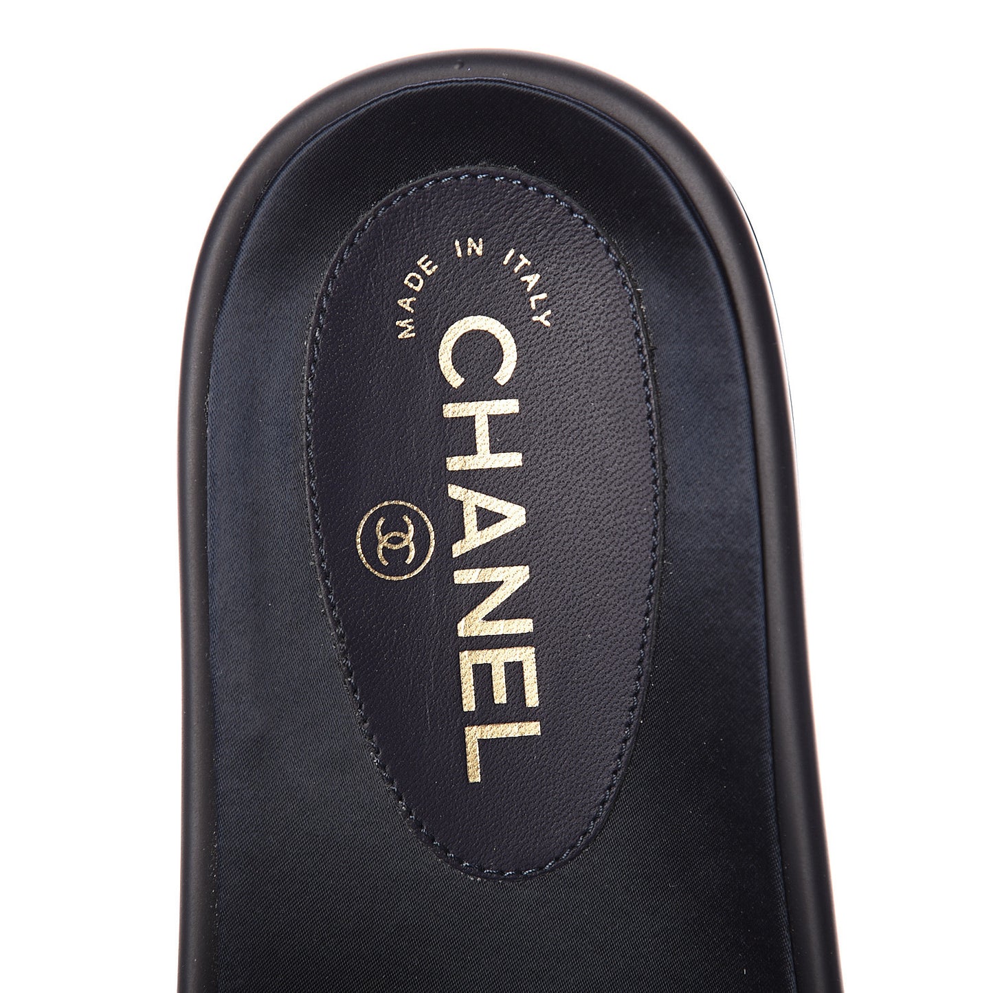 Satin Canvas Chain Slides Sandals Flats 39 Marine
