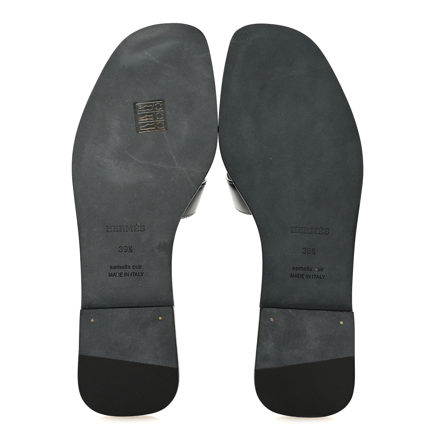 Hermes Box Calfskin Oran Sandals 39.5 Black 6 of 9