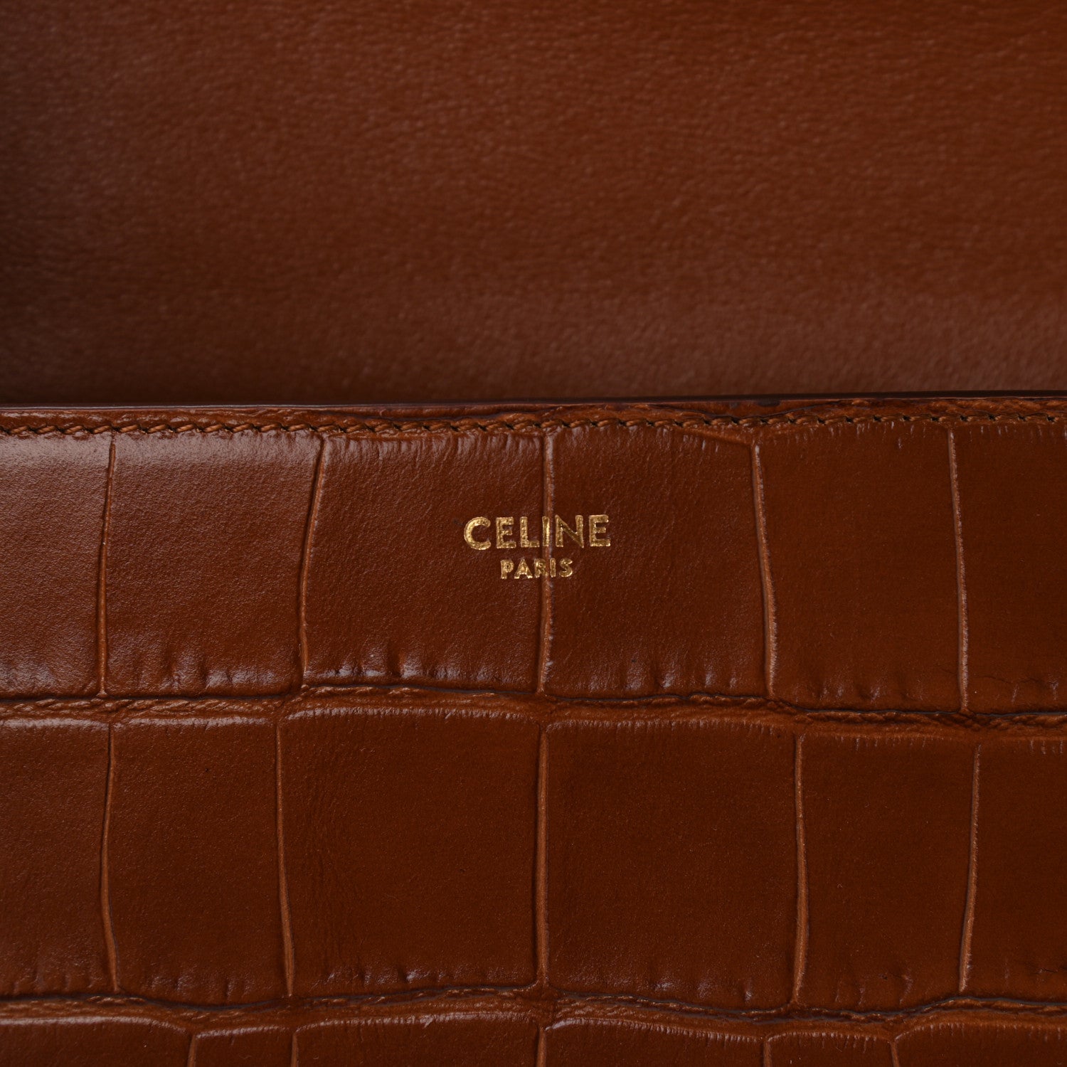 Celine Calfskin Crocodile Embossed Medium Tassel Bag Tan 7 of 11