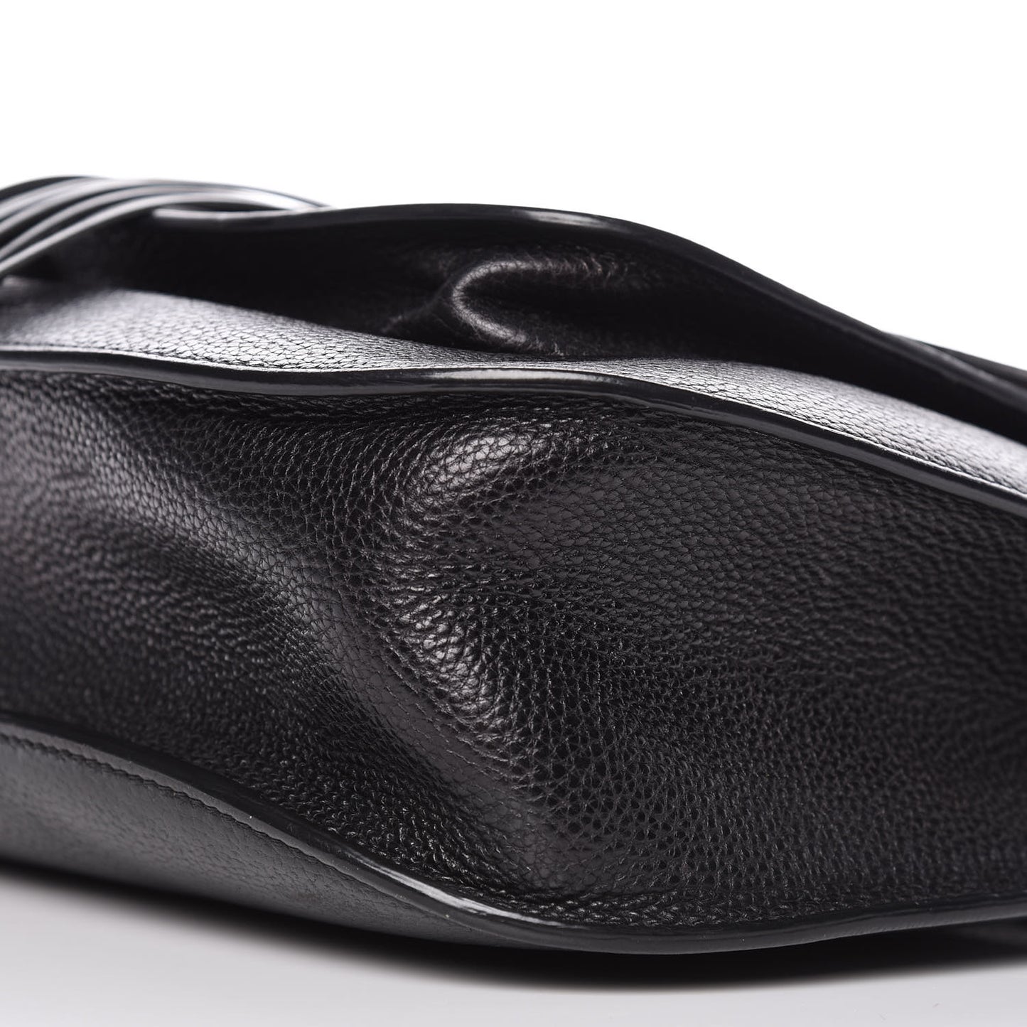 Grained Calfskin Medium Hudson Tassel Shoulder Bag Black