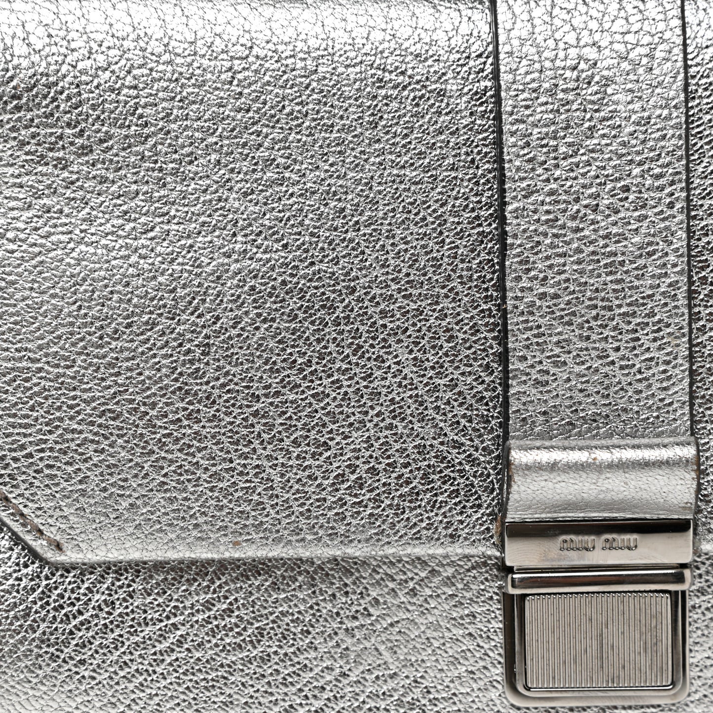 Metallic Goatskin Bandoliera Madras Shoulder Bag Chrome