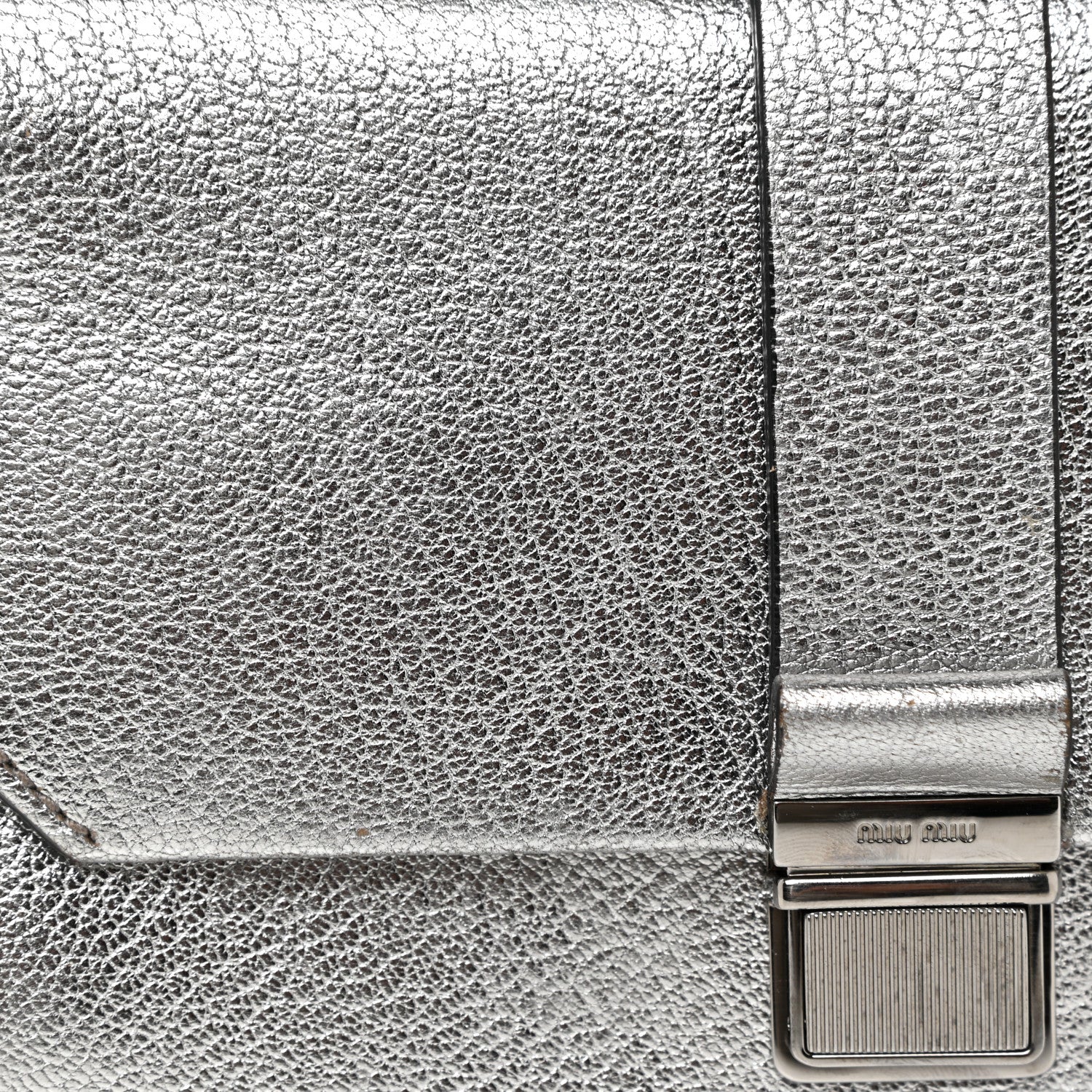 Miu Miu Metallic Goatskin Bandoliera Madras Shoulder Bag Chrome 7 of 19