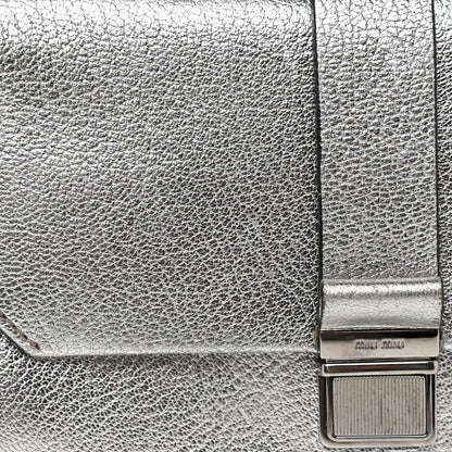 Miu Miu Metallic Goatskin Bandoliera Madras Shoulder Bag Chrome 7 of 19
