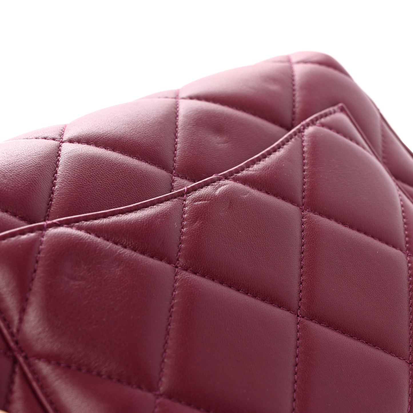 Lambskin Enamel Pearl Quilted Mini Charm Me Square Flap Dark Purple
