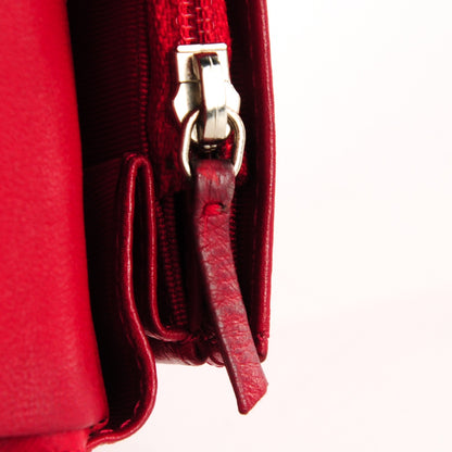 Chanel Lizard Quilted Yen Wallet Red 9 of 9