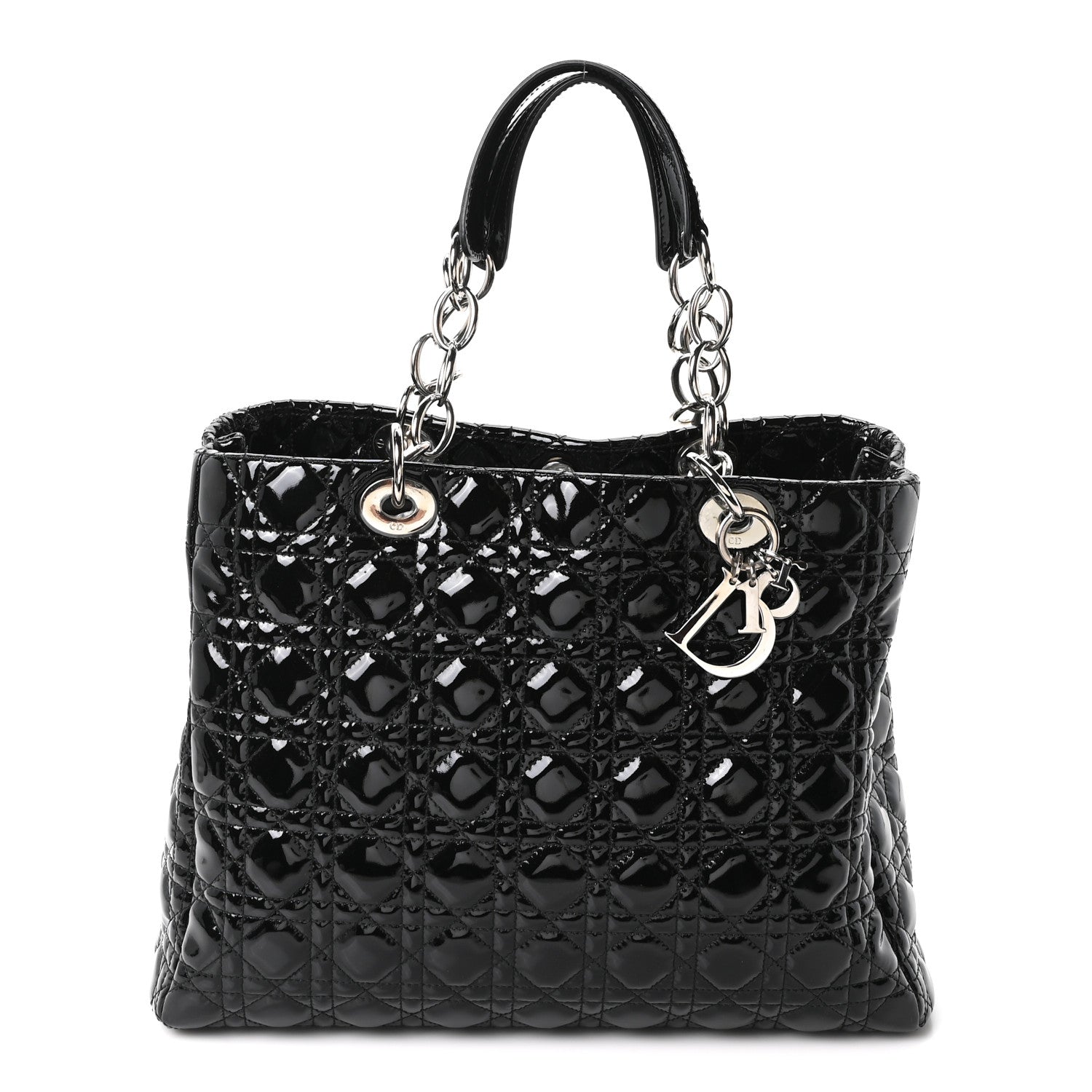 Christian Dior Patent Cannage Large Dior Soft Shopping Tote Black 1 of 10