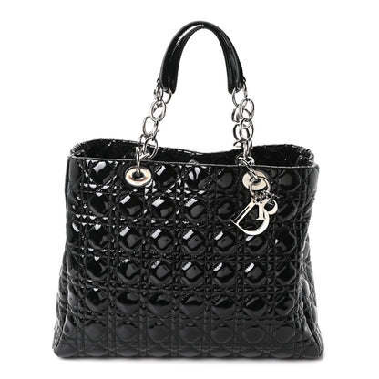 Christian Dior Patent Cannage Large Dior Soft Shopping Tote Black 1 of 10