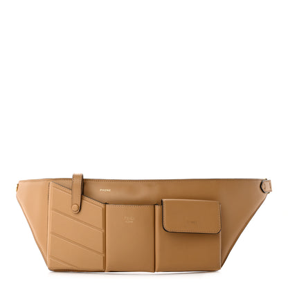 Fendi Vitello Grace Matte 3 Pocket Belt Pouch Miele Scuro 1 of 9