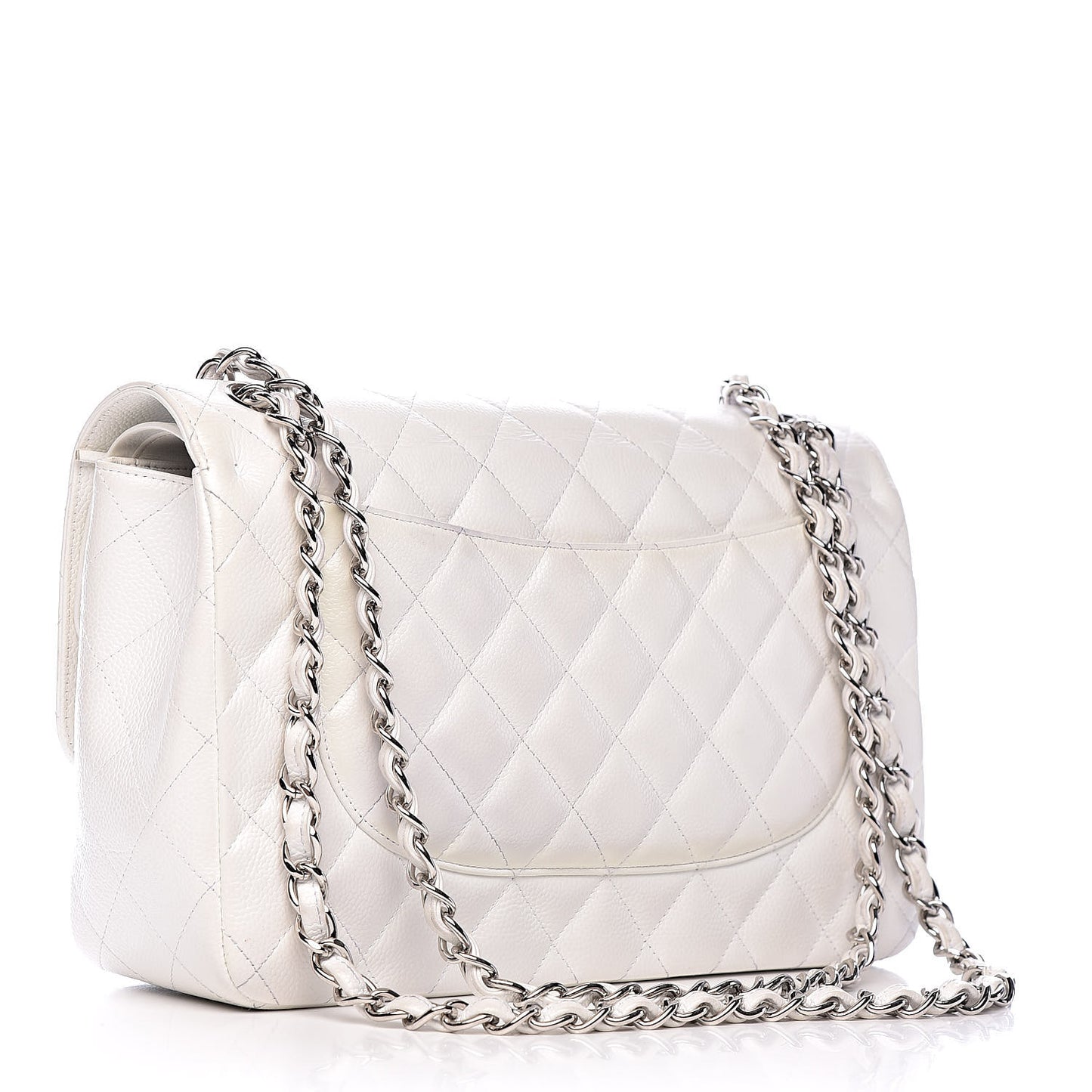 Caviar Quilted Jumbo Double Flap White