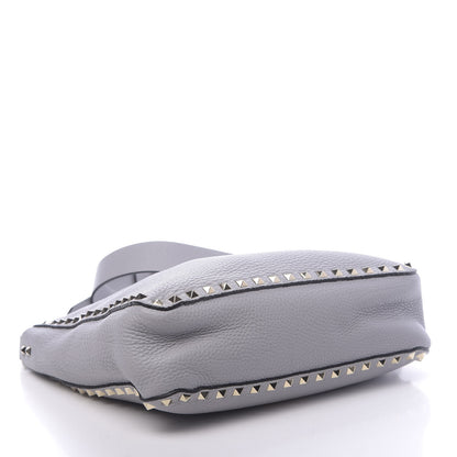 Valentino Garavani Pebbled Calfskin Small Rockstud Flip-Lock Messenger Bag Pastel Grey 4 of 9
