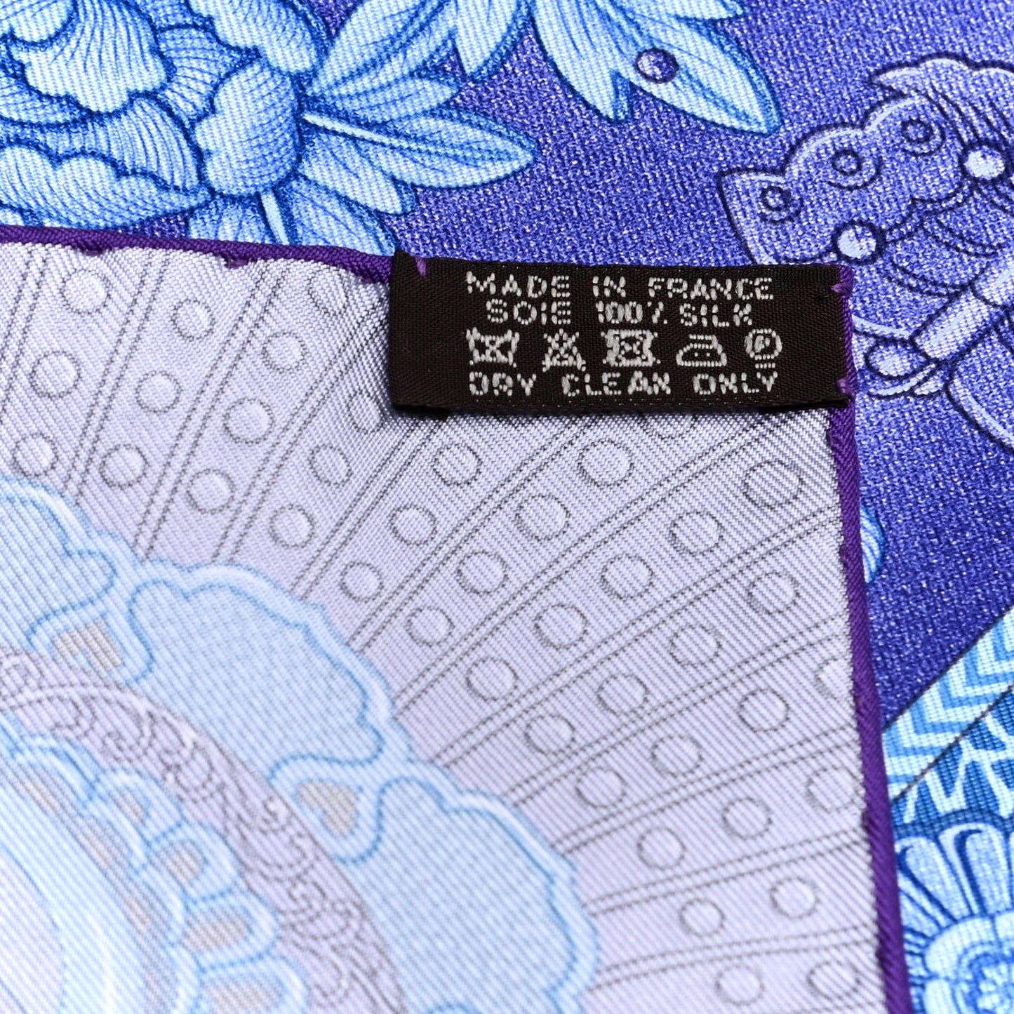 Silk Parures de Samourais Scarf 90 Marine Rose Bleu Glacier