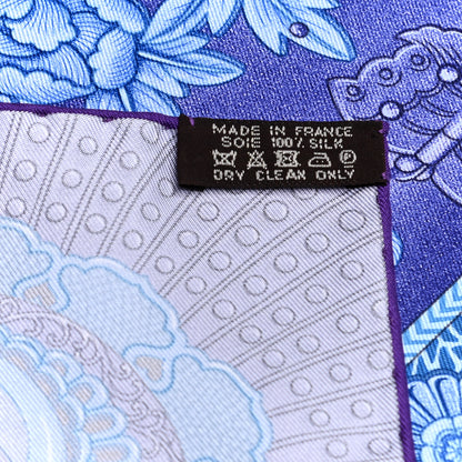 Hermes Silk Parures de Samourais Scarf 90 Marine Rose Bleu Glacier 5 of 5