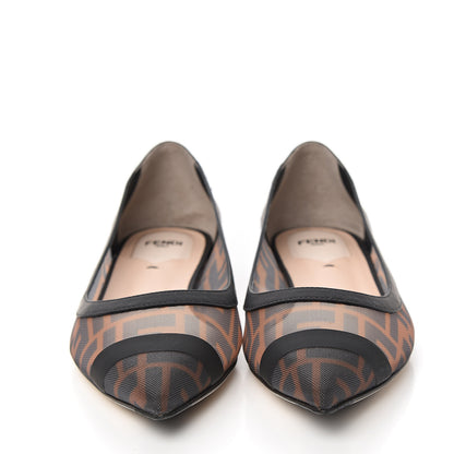 Fendi Mesh FF Skimmer Ballerina Flats 39 Tobacco Moro Black 2 of 8