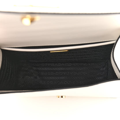 Prada Saffiano Soft Calfskin Metal Triangle Logo Envelope Chain Shoulder Bag White 5 of 9