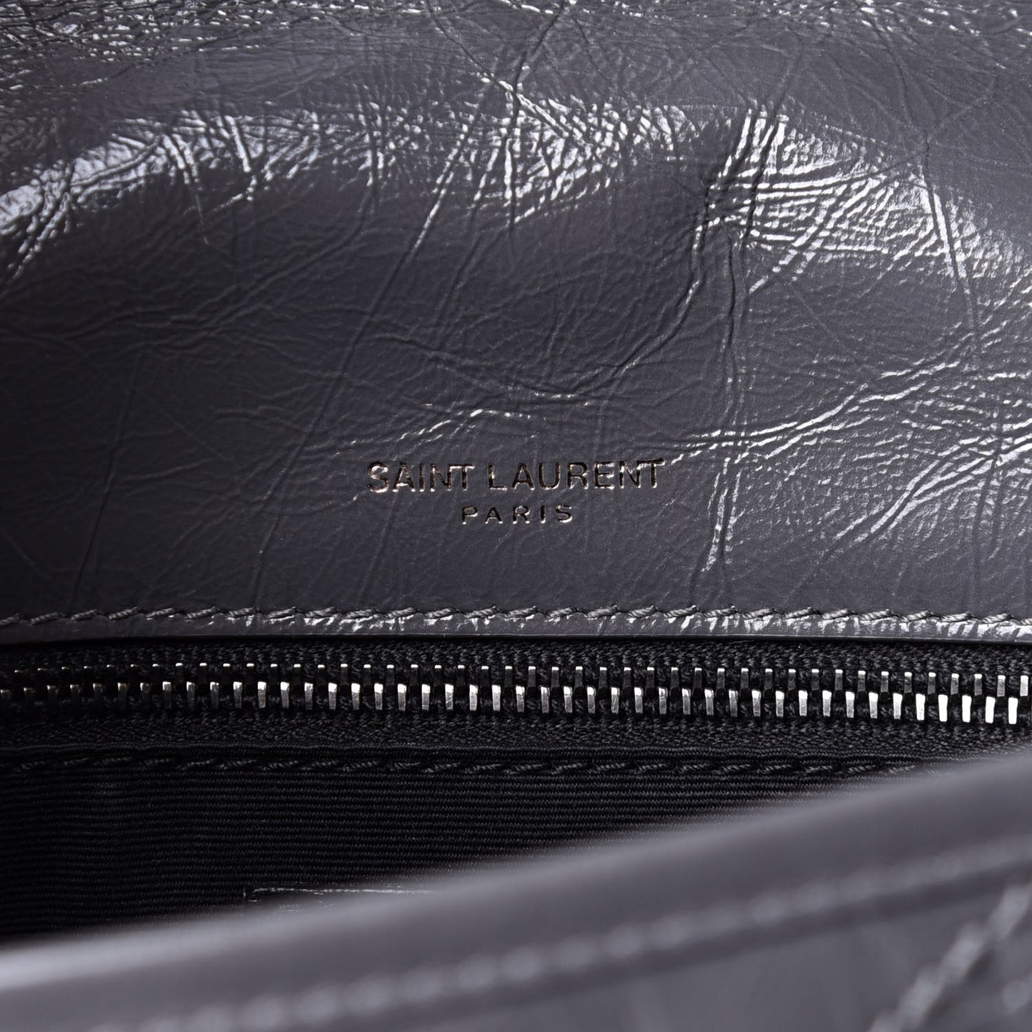 Crinkled Calfskin Matelasse Monogram Medium Niki Chain Satchel Asphalt