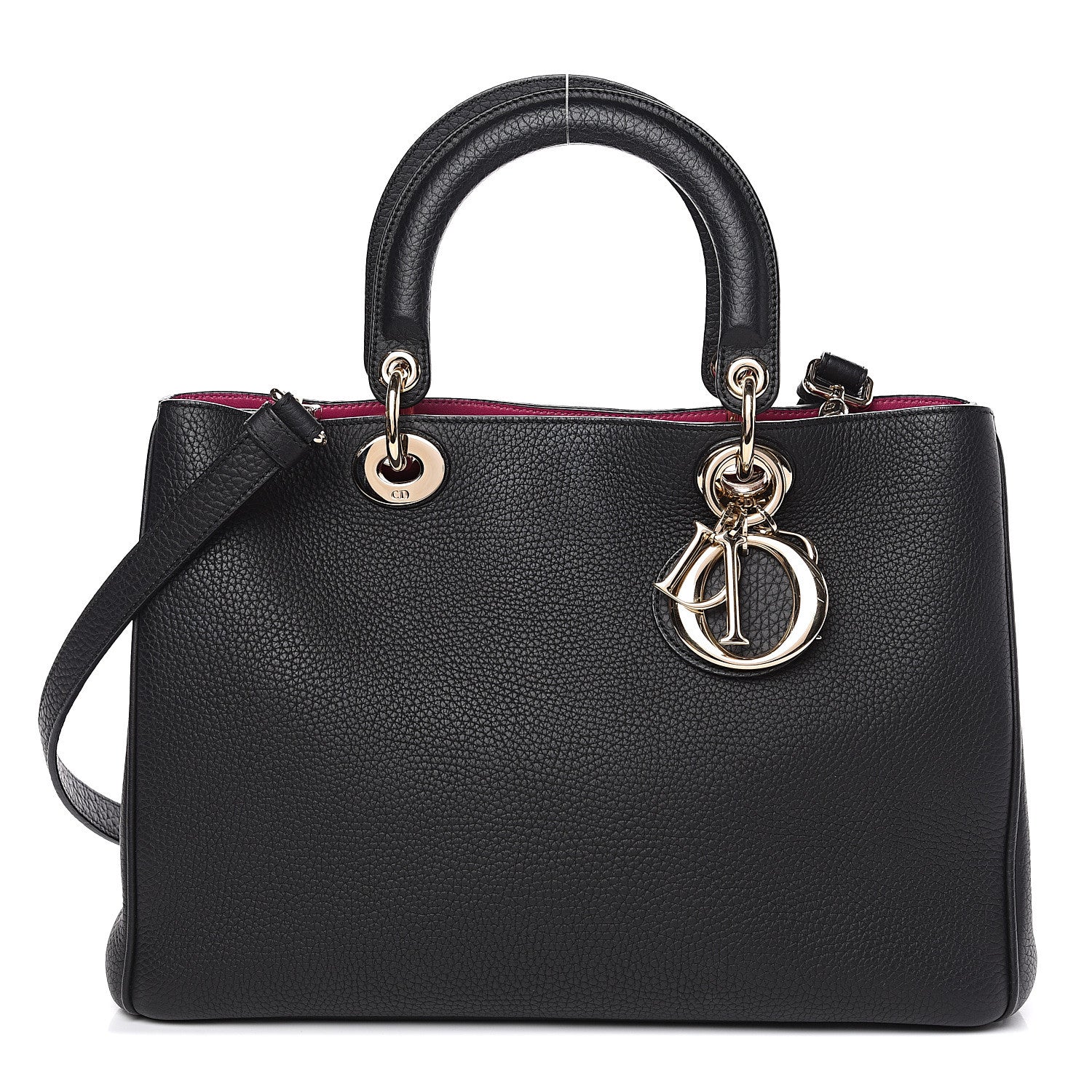 Christian Dior Bullcalf Medium Diorissimo Tote Black Rose Indien 1 of 10