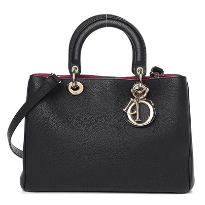 Christian Dior Bullcalf Medium Diorissimo Tote Black Rose Indien 1 of 10