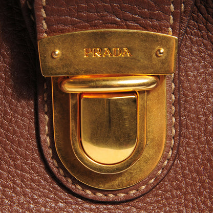 Prada Vitello Daino Pushlock Tote Tobacco 12 of 12
