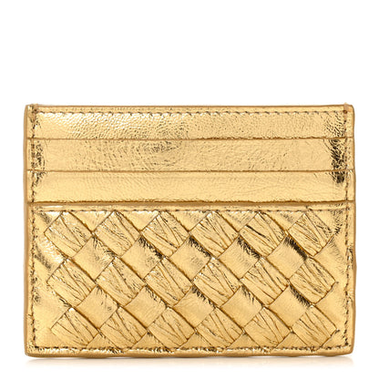 Bottega Veneta Metallic Nappa Intrecciato Card Holder Gold 1 of 7