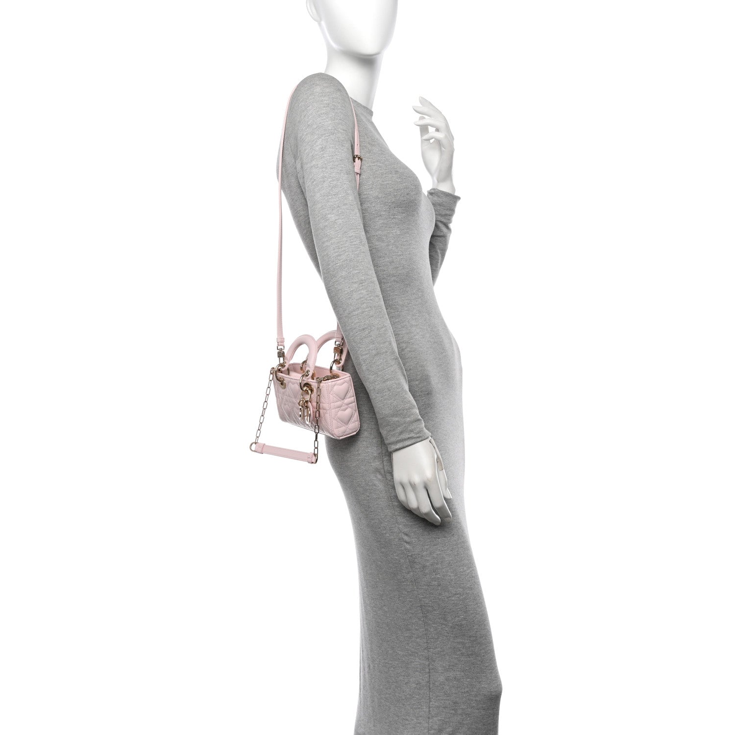 Christian Dior Lambskin Cannage Dioramour Micro Lady D-Joy Rose De Vents 2 of 11
